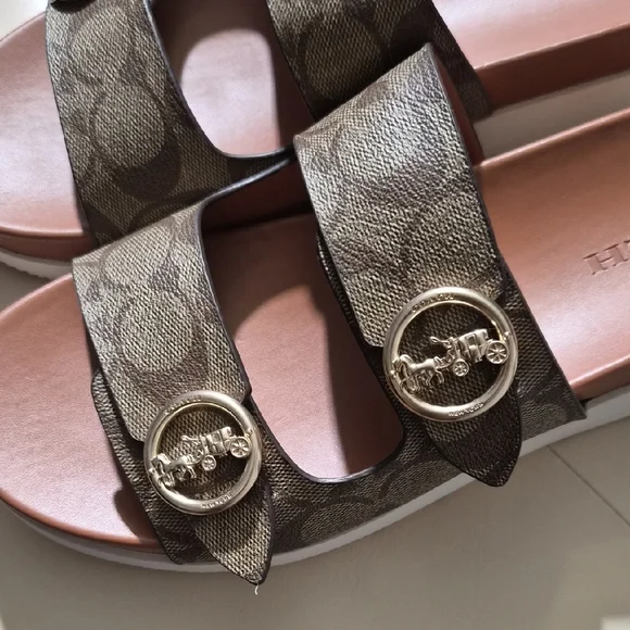Coach Tan and Brown Slide Sandals - Picture 6 of 13